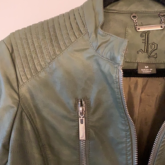 Olive Faux Leather Jacket - Picture 5 of 5